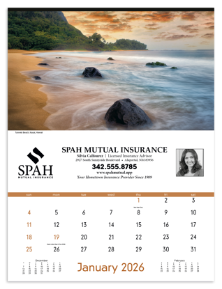 Remarkable photos of America highlight each month and descriptions of each location accompany the photos