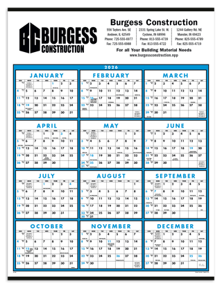 This practical calendar allows you to see the entire year at a glance