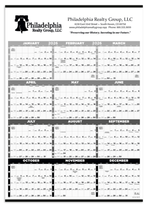 This handy, nonlaminated calendar makes scheduling for the whole year easy and efficient