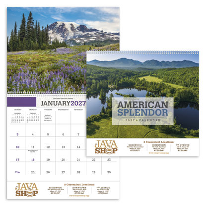 Photographs of scenic splendor from every corner of America are featured on this calendar.