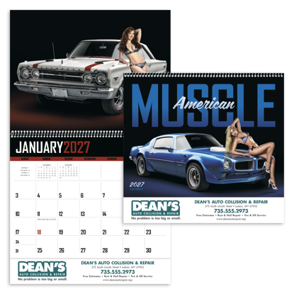 This great looking calendar features pristine muscle cars along with beautiful women.