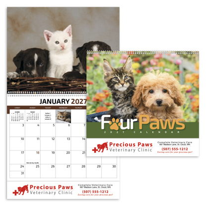 The adorable images of puppies and kittens on this 13-month calendar will make you smile each time you see it.