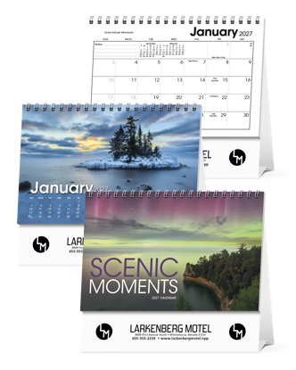 Scenes from North America grace the pages of this large desk calendar.