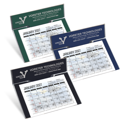 This unique and eye-catching desk calendar offers big color in a compact size.