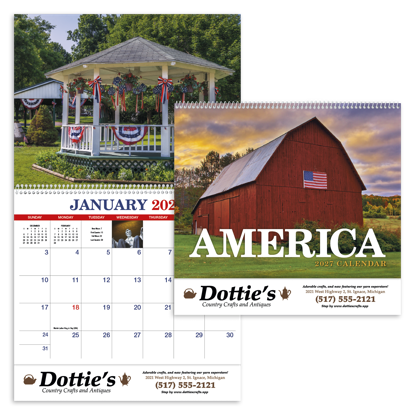 This 13-month calendar bursts with patriotic spirit.
