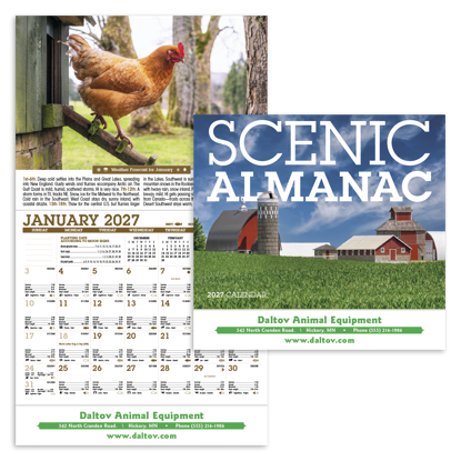 This superb weather watcher's calendar is filled with useful information such as weather forecasts, planting dates, and prime fishing days.