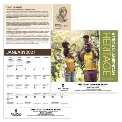 Celebrate the accomplishments of African Americans with this detailed, educational calendar.