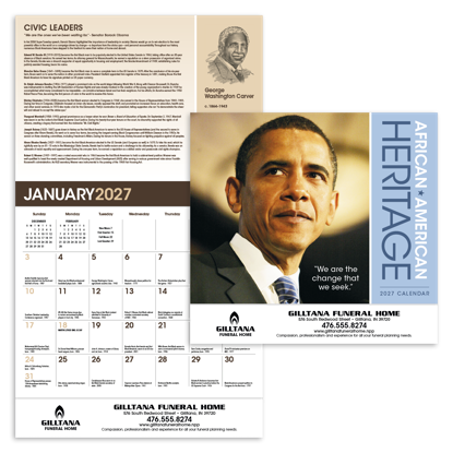 Celebrate the accomplishments of African Americans with this detailed, educational calendar.