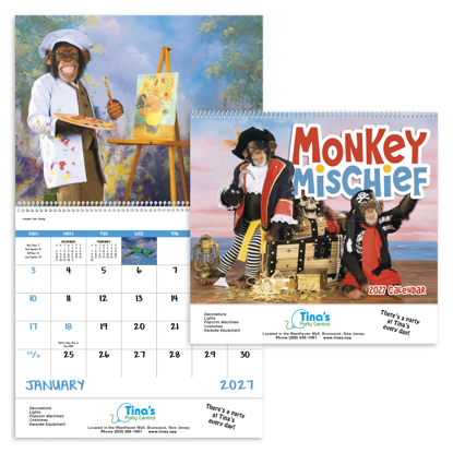Make customers laugh with funny monkeys in this creative, humorous calendar.