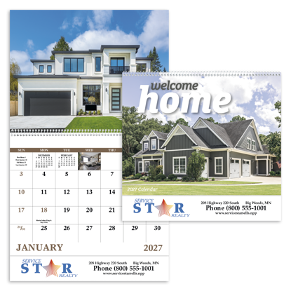 This calendar features gorgeous homes that keep your message close at hand.