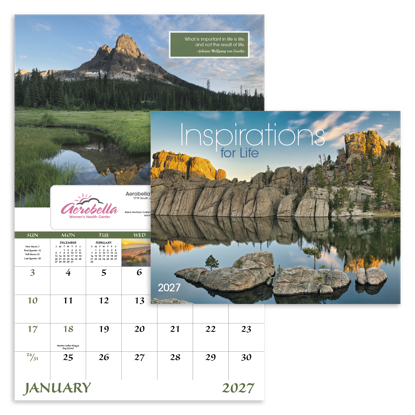 Spectacular scenes and inspiring quotes can support your message in this calendar.