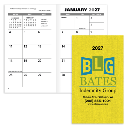 Take advantage of this spacious, vertical monthly grid for a great value.