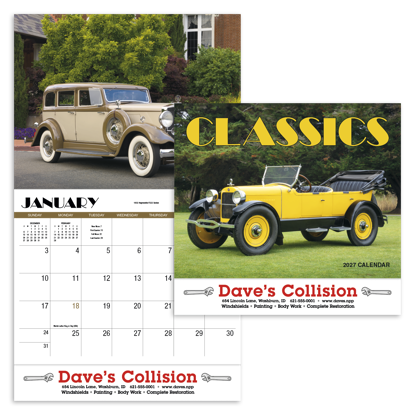 Classics appointment calendar folds to 10 7/8" w x 10" h.